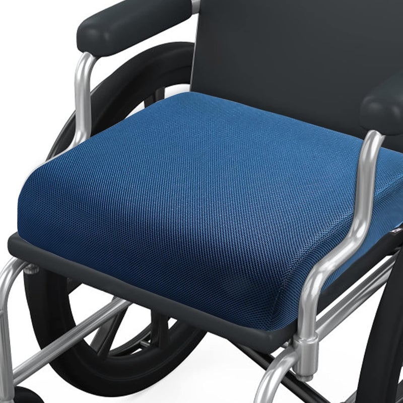 YOUFI Thick Memory Foam & Gel Seat Cushion, 18"X16"X4" Large Chair Cushion for Wheelchair Mobility Scooters, with Non-Slip Bottom and Carry Handle (Blue) - Image 1
